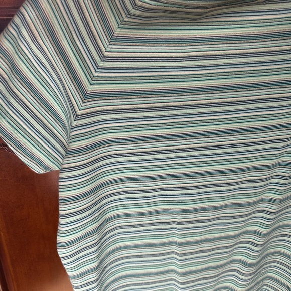 Liz Claiborne Petite Striped Blue and Green Women's Top - Picture 7 of 8